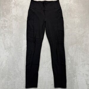 Athleta Pants Womens Medium Delancey Moto Tight Black Leggings Hi Rise Ankle Zip